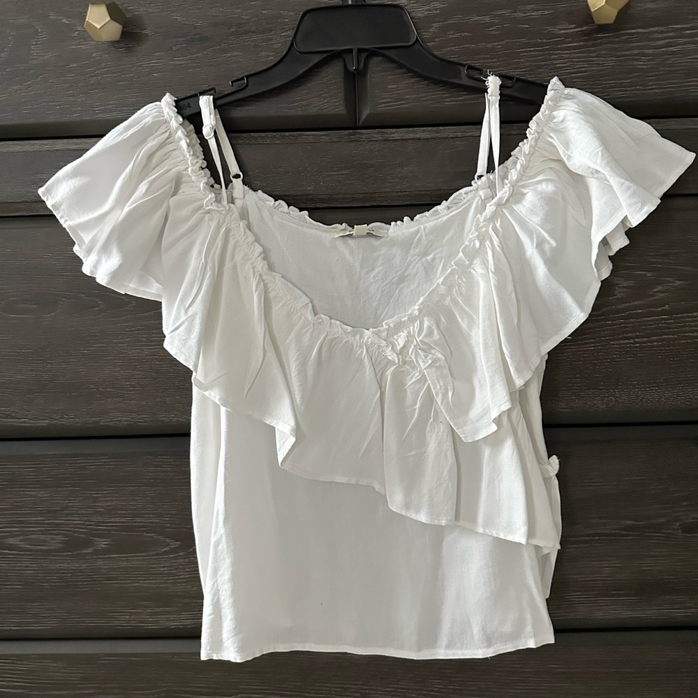 White Ruffled Off-Shoulder Top